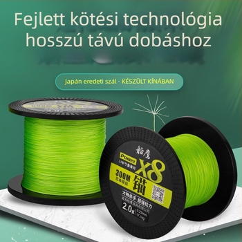 8-szálas kötött PE főzsinór, 500 m, nagy szakítószilárdságú, kopásálló, csónakos horgászatra és műcsalikhoz