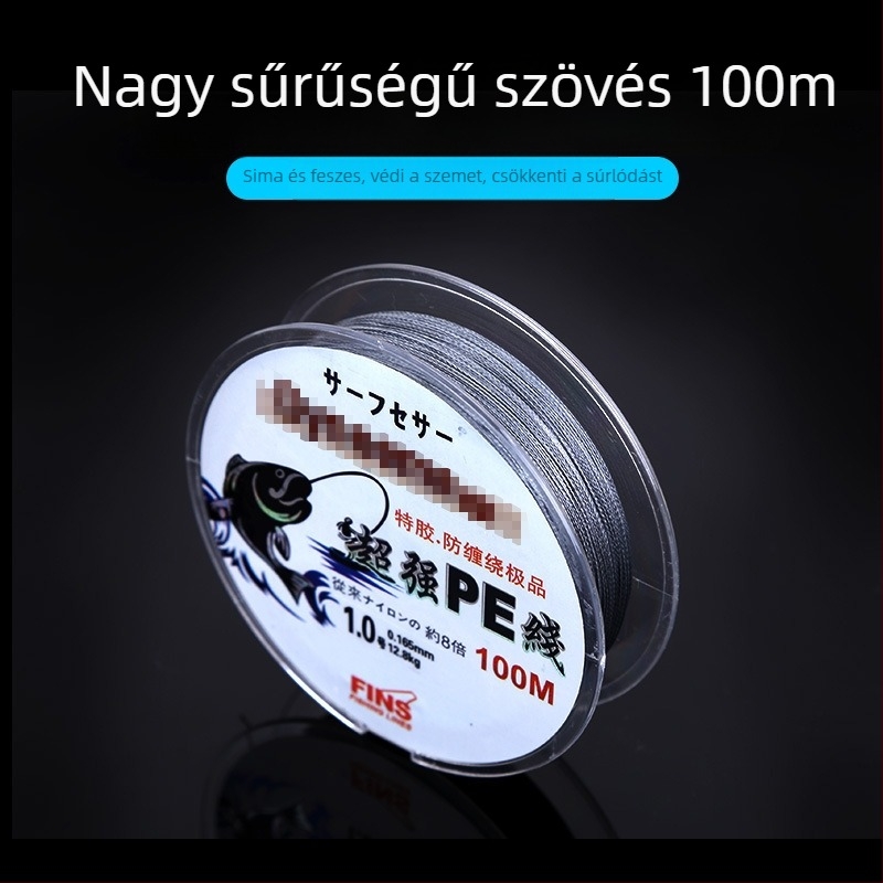 Thousand Nine négyszálas PE fonott horgász damil, 100 m, nagy húzószilárdság, fő damil
