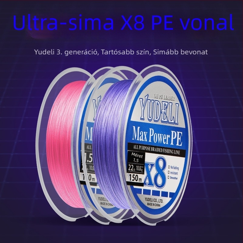 Meizi sorozatú PE damil, 8-szálas, hosszú dobásokhoz, kopásálló és sima