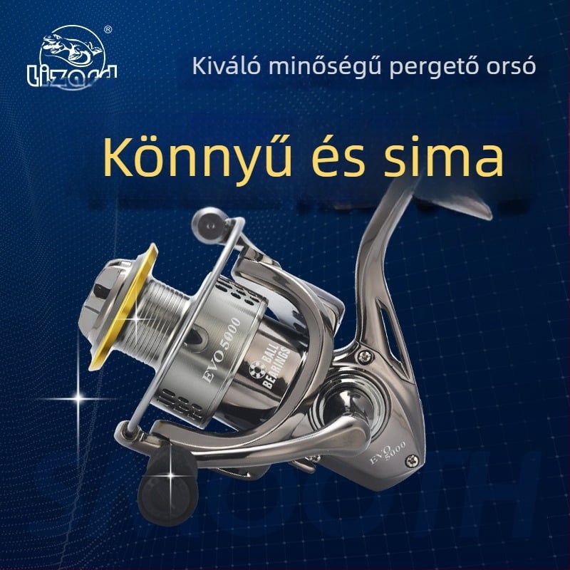 Komelon fém horgászorsó CNC fogantyúval és fém dobbal, csavaros spinning orsó