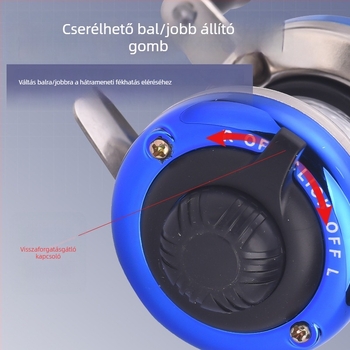Komelon mini jéghorgászorsó kettős karokkal, fémtesttel és damilvezetővel