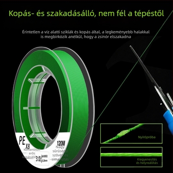 PE horgászfővonal hosszú dobásokhoz, segédvonal, nylon csalihálóvonal, ultra sima X8