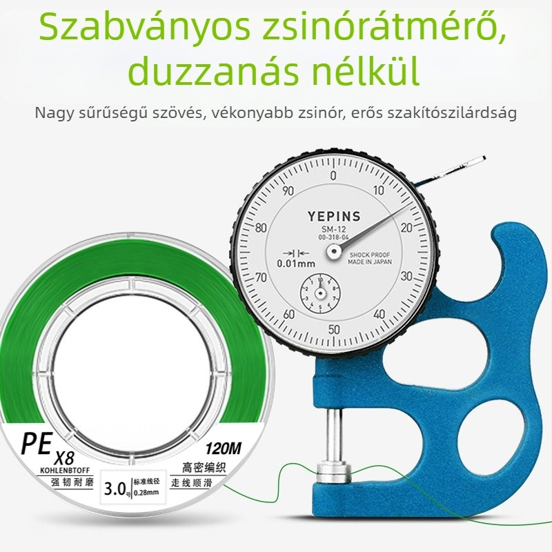 PE horgászfővonal hosszú dobásokhoz, segédvonal, nylon csalihálóvonal, ultra sima X8