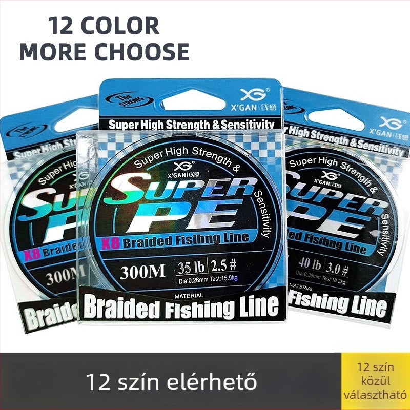 Line sense fő horgászvonal, 8-szálas PE, anti-bite, 300 m
