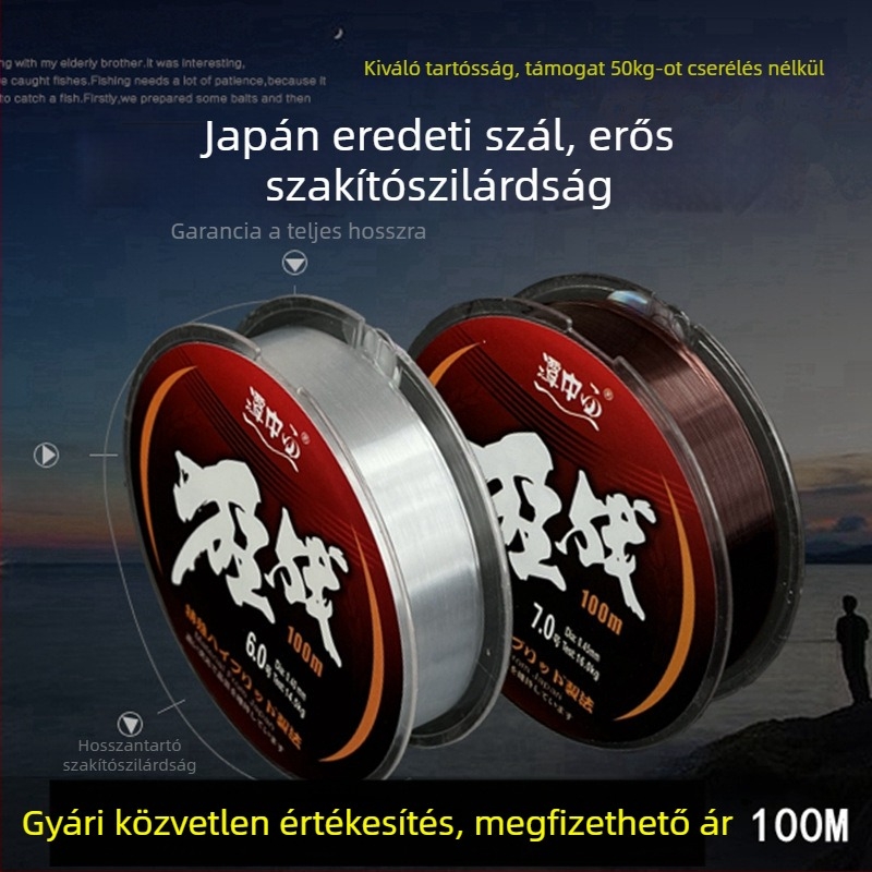 Neilonból készült fő halászati zsinór, erős, 100 m hosszú, Fish in the Pool márka, 10 tekercs egy dobozban