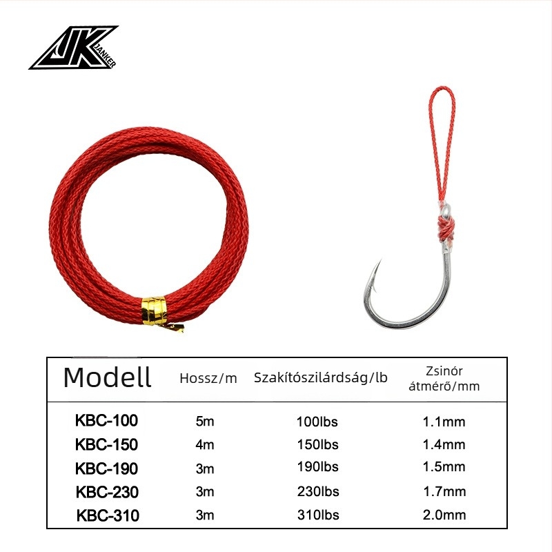 Swordsman KBC Kevlar-PE horogzsinór csónakos horgászathoz, piros, harapásálló