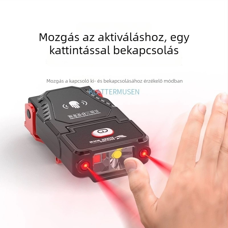 Tölthető LED fejlámpa éjszakai horgászathoz, sapkára rögzíthető, 360°-os forgás, 100–200 m hatótáv