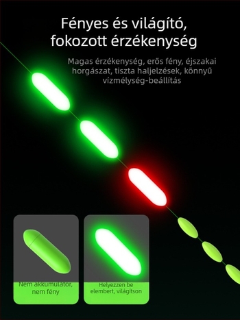 0631 Világító hétcsillagos úszó készlet kettős horgokkal – szilikon, műanyag és fém