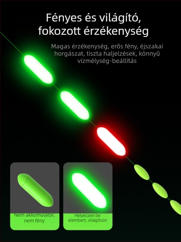 0631 Világító hétcsillagos úszó készlet kettős horgokkal – szilikon, műanyag és fém