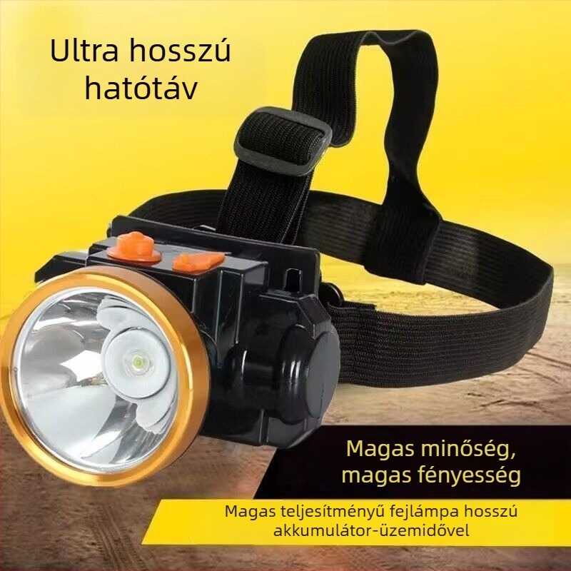 Tölthető LED fejlámpa, 10W, 1000mAh akkumulátor, LED világítás, 100–200 m hatótáv, töltővel együtt