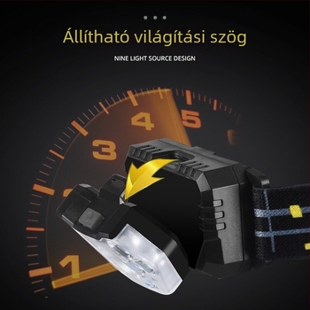 LED fejfény kültéri tevékenységekhez, 3x AA elem, LED világítás, logó nyomtatás elérhető, hatótávolság 100–200 m