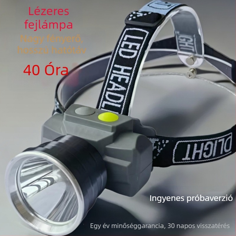 Xilige 21700 LED fejlámpa, újratölthető, fejre rögzíthető, hosszú hatótávolságú lézersugár, 500–1000 m, üzemidő 20–40 óra, modell 608