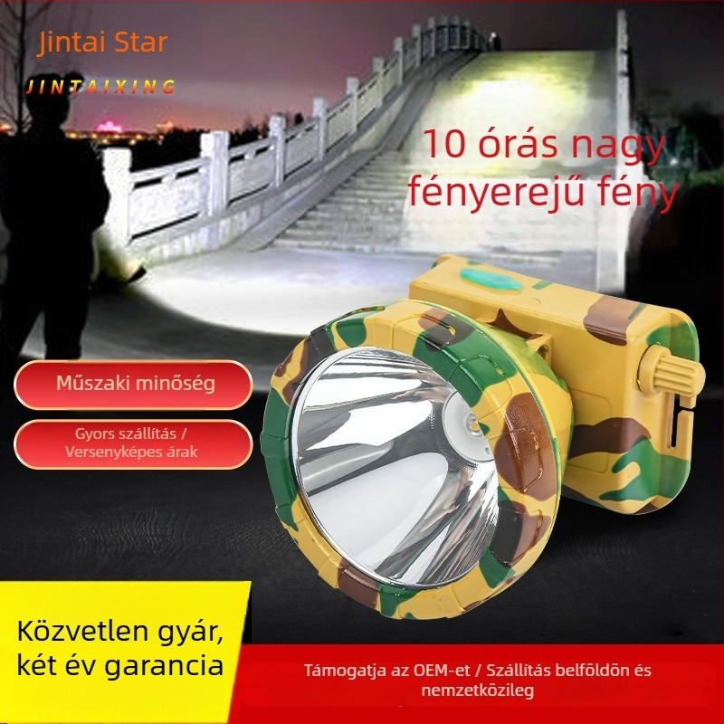 LED fejlámpa, 10W, újratölthető 2000mAh, vízálló, hosszú hatótávolság akár 500 m, ABS ház