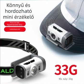 LED fejlámpa kalapklippel, újratölthető, 3,7 V, 800 mAh, hatótáv 100–200 m