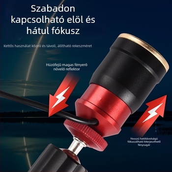 Alumíniumötvözetből készült horgászlámpa, állítható nagyítás, kék-sárga fény, izzó + LED, külső tápellátás, 100–200 m hatótávolság