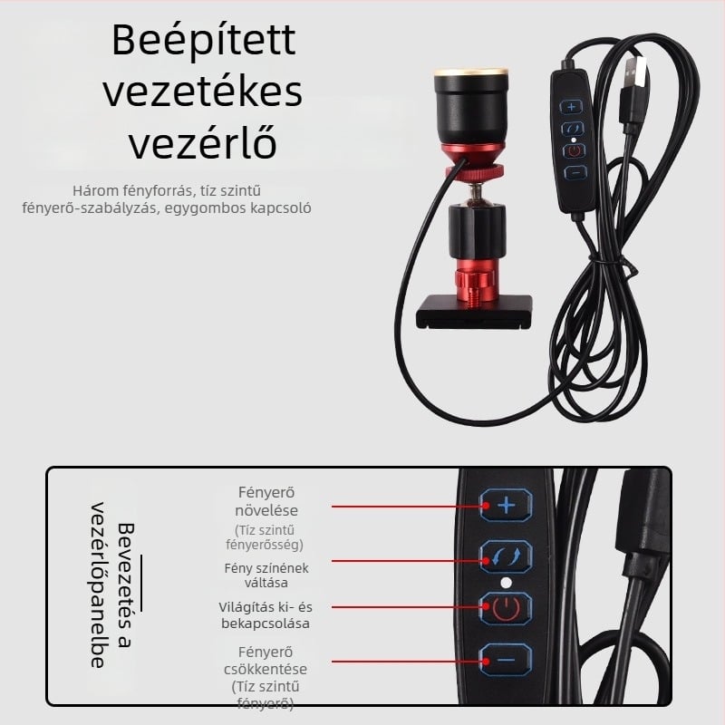 Alumíniumötvözetből készült horgászlámpa, állítható nagyítás, kék-sárga fény, izzó + LED, külső tápellátás, 100–200 m hatótávolság