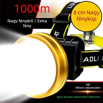 LED fejlámpa 2000mAh akkumulátorral, 5W/10W LED, ABS tokozás, hatótáv 100-200 m