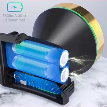 LED fejlámpa 2000mAh akkumulátorral, 5W/10W LED, ABS tokozás, hatótáv 100-200 m