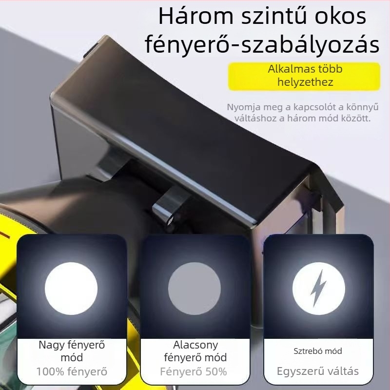 LED fejlámpa 2000mAh akkumulátorral, 5W/10W LED, ABS tokozás, hatótáv 100-200 m