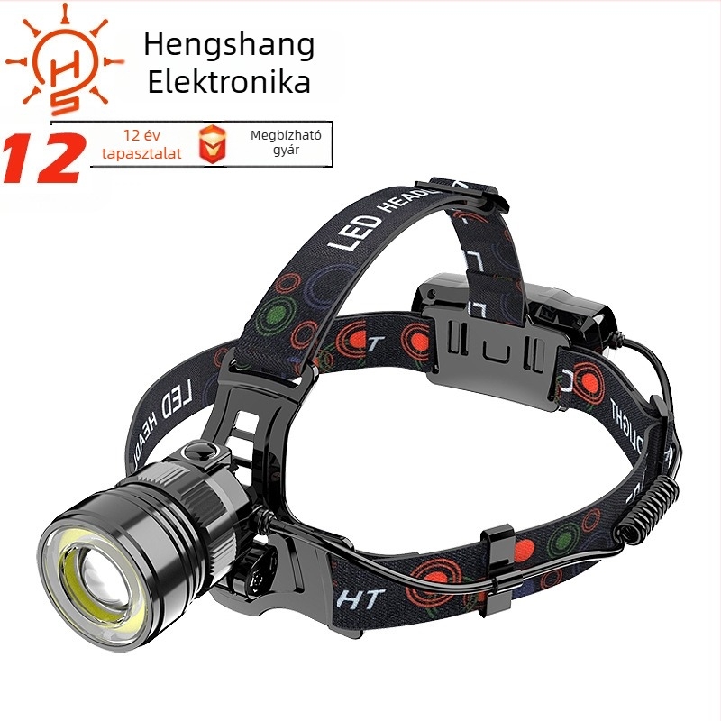Indukciós fejlámpa LED horgászathoz, ABS ház, 5W, COB LED, 4000mAh, 500 m feletti hatótáv