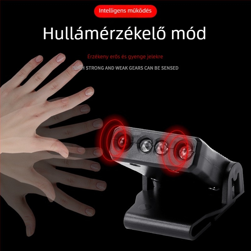 LED fejlámpa USB-töltés, 5W, kb. 500 mAh akkumulátor, vízálló, 360° forgás, éjszakai horgászat
