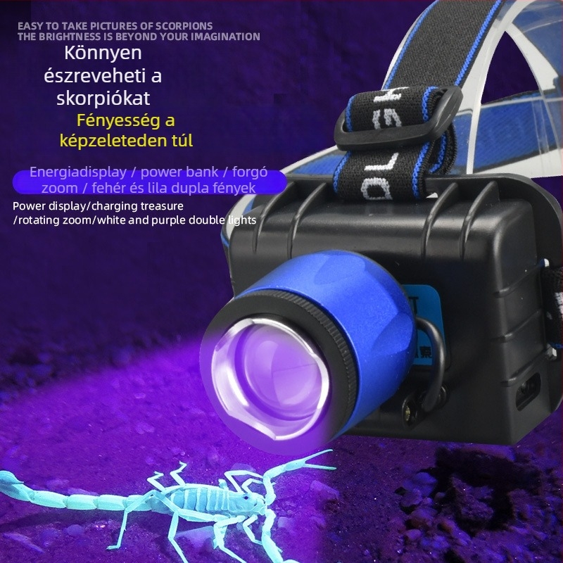 Kempingfejlámpa kettős fényforrással, USB töltés, szenzoros működés, 20W, 1500 mAh akkumulátor, hatótáv több mint 500 m