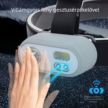 Fejlámpa LED+COB, Újratölthető 5W, 1200mAh, Kültéri éjszakai horgász fény, 200–500 m fénysugár