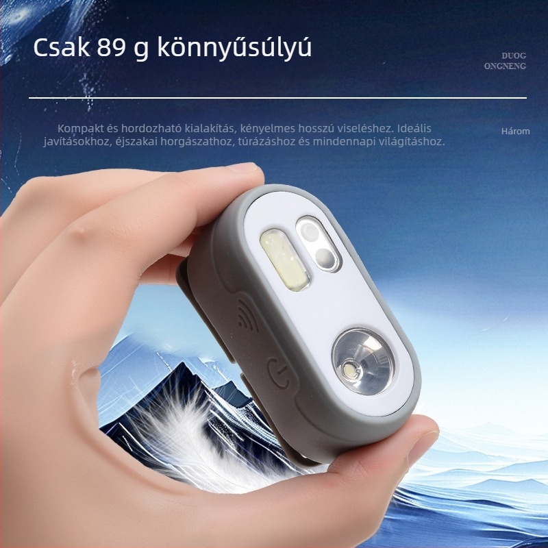 Fejlámpa LED+COB, Újratölthető 5W, 1200mAh, Kültéri éjszakai horgász fény, 200–500 m fénysugár