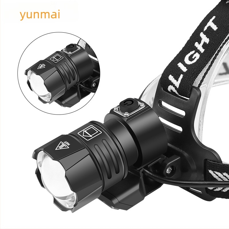 Fejlámpa XHP90 + COB, 45° ferde fény, USB töltés, LED 20W, 3×18650 akkumulátorok