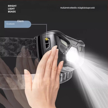 LED fejlámpa kültéren, újratölthető, vízálló, 200 m világítási távolság, 5–10 óra üzemidő