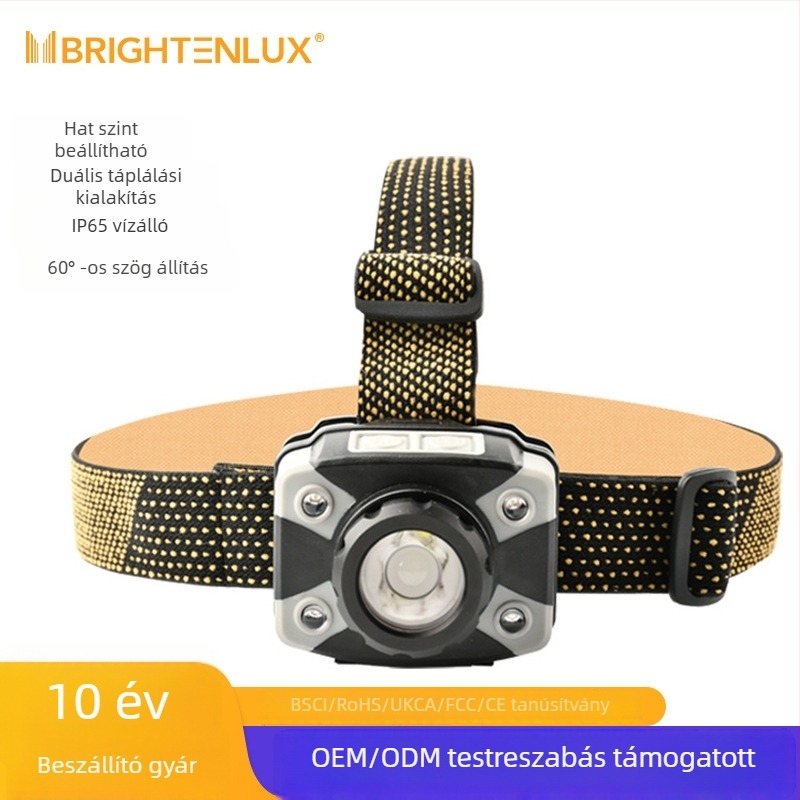 Duál energiaellátású kültéri halászati fejlámpa – LED 5W, 1100mAh, újratölthető, kézi energiatermelés, vízálló, 100 m-es fényhatótáv