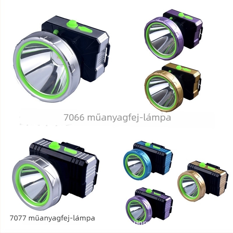 Janomine LED fejlámpa | 20W, 3800mAh újratölthető, 200-500 m hatótávolság, kézi forgatású energiaellátás, töltővel együtt