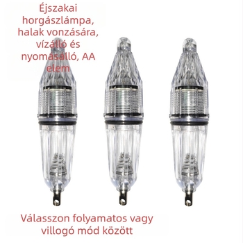 Vízi horgász lámpa LED-del, kinetikus energia működtetésével, műanyag ház, 100–200 m hatótávolság