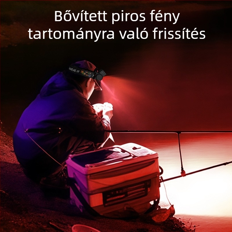LED fejlámpa ABS tokozással, 3000 mAh akkumulátor, 6 W teljesítmény, LED fényforrás, hatótávolság 100-200 m