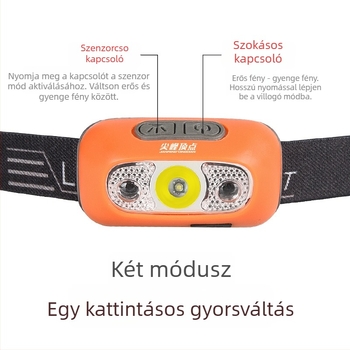 Újratölthető LED fejlámpa érintésérzékelővel, vízálló, 200 m fénysugár, 5 órás üzemidő, modell ST108