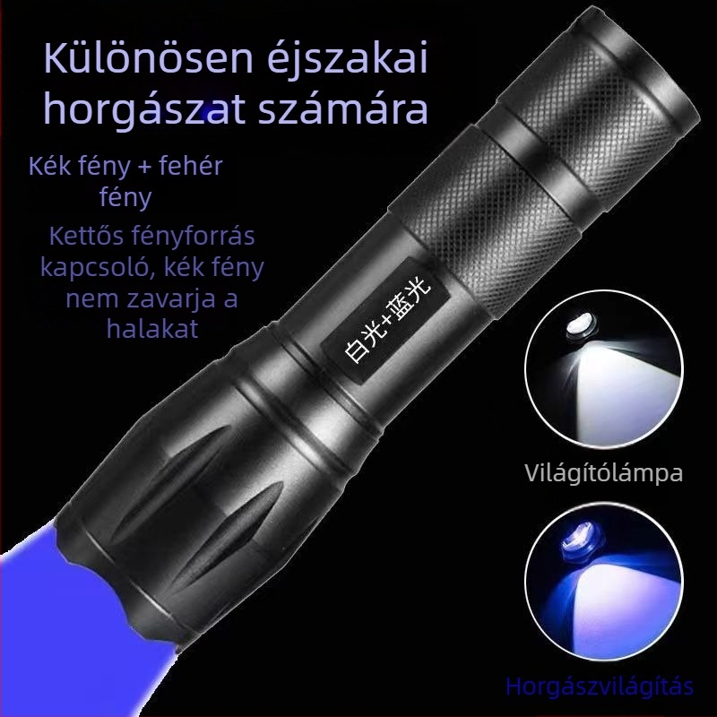 Kézben tartható zseblámpa - 10W LED, 2400 mAh, LED-élettartam 100000 óra, 18650-es akkumulátor, alumínium ötvözet burkolat