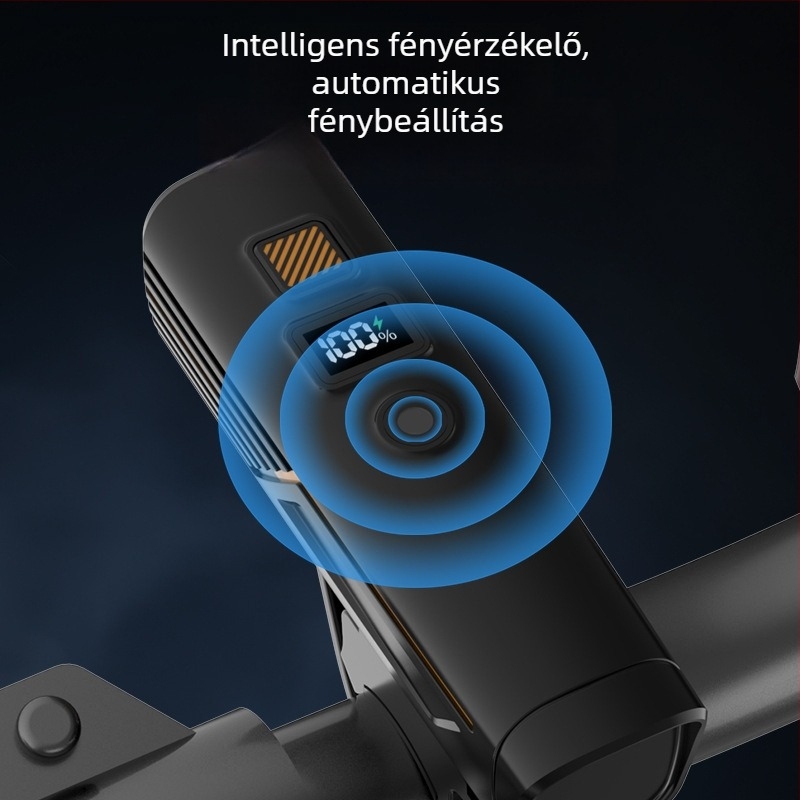 Elülső kerékpár lámpa LED-del, 10W, újratölthető 1200 mAh akkumulátor, alumíniumötvözet ház, akár 50 m fényhatótávolsággal (LED, 10W, 1200 mAh, alumíniumötvözet, 50 m)