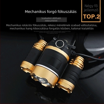 Háromfejű LED fejlámpa kültéri kerékpározáshoz, teleszkópos zoom, fényerő-szabályozás, 360° forgás; 20W, 4800mAh újratölthető