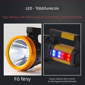 P70 LED zseblámpa kültéri használatra — 1000W, 12000mAh, kézihajtású töltés, IP56, hatótáv 500 m