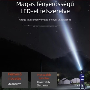 LED fejfény éjszakai horgászathoz, újratölthető, 200 m fénysugár, vízálló, 2-6 h üzemidő, 40 g