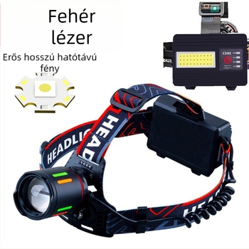 20W LED fejlámpa 3×18650 akkumulátorral, újratölthető, COB LED, kültéri éjszakai horgászathoz és kempingezéshez