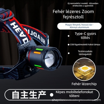 20W LED fejlámpa 3×18650 akkumulátorral, újratölthető, COB LED, kültéri éjszakai horgászathoz és kempingezéshez