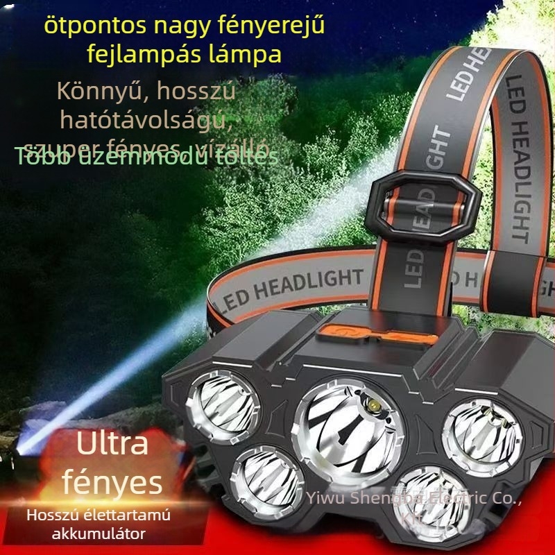 LED fejlámpa – újratölthető, vízálló, 100 m hatótáv, 3 órás üzemidő, fejre szerelhető