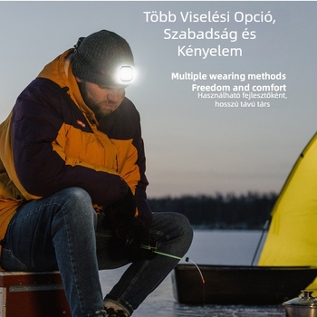 LED fejlámpa, kompakt, újratölthető, 5 W, 400 mAh akkumulátor, hatótáv 50–100 m, USB töltés