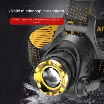 Fejjel szerelhető LED lámpa kültéri használatra, kempingezés és éjszakai halászat (1200mAh, 10W, töltés, LED, hatótáv 100–200m)
