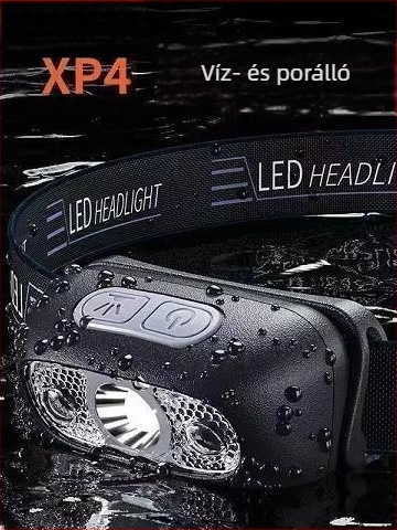 LED fejfény – újratölthető, fejre rögzíthető, 18650 elem, 10 m fénysugár, üzemidő 3–10 óra