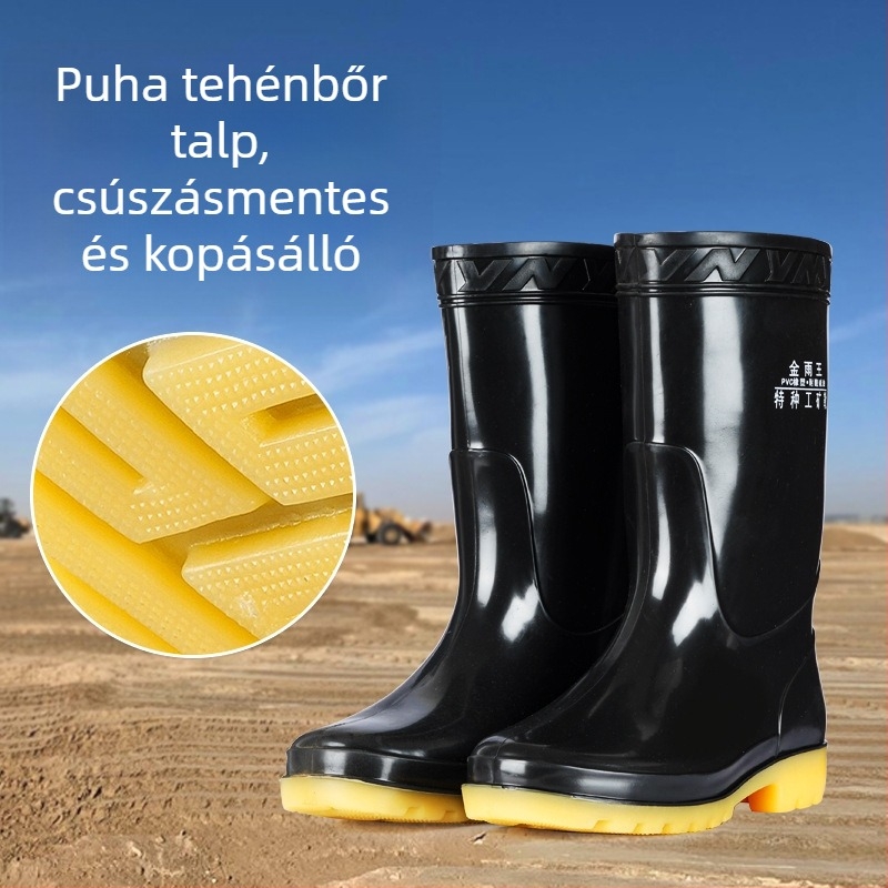 Uniszex PVC esőcsizmák középmagasságú, munkához