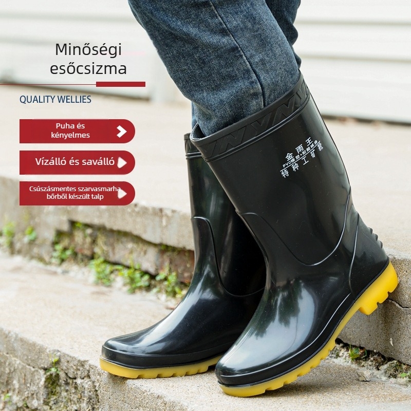 Uniszex PVC esőcsizmák középmagasságú, munkához