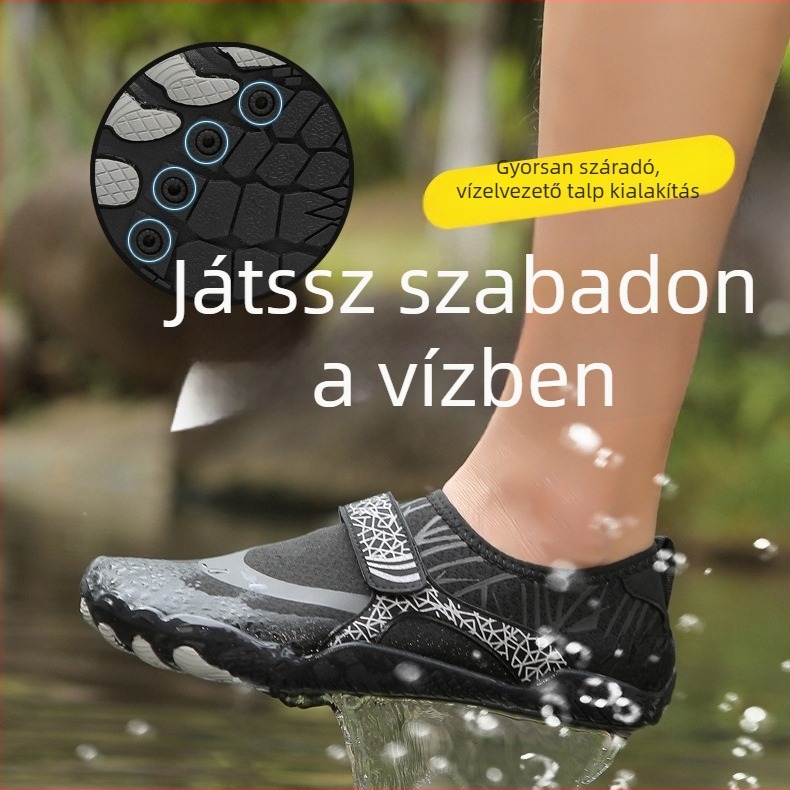 Ötujjú vízicipő — csúszásmentes, lélegző, gyorsan száradó,Velcro-zárású