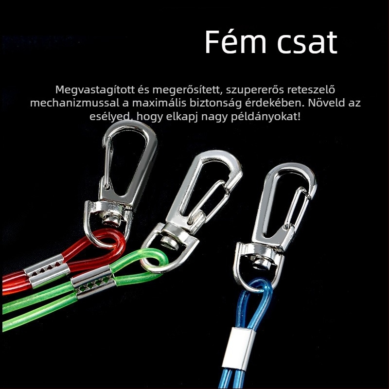Acélhuzalos horgászzsinór botvédő kötél, 3–20 m hosszú, védő zsinór a bothoz space beads
